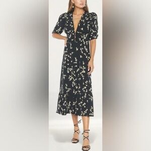 Flynn Skye‎ Elsie Floral Maxi Dress in Black and Cream - XS